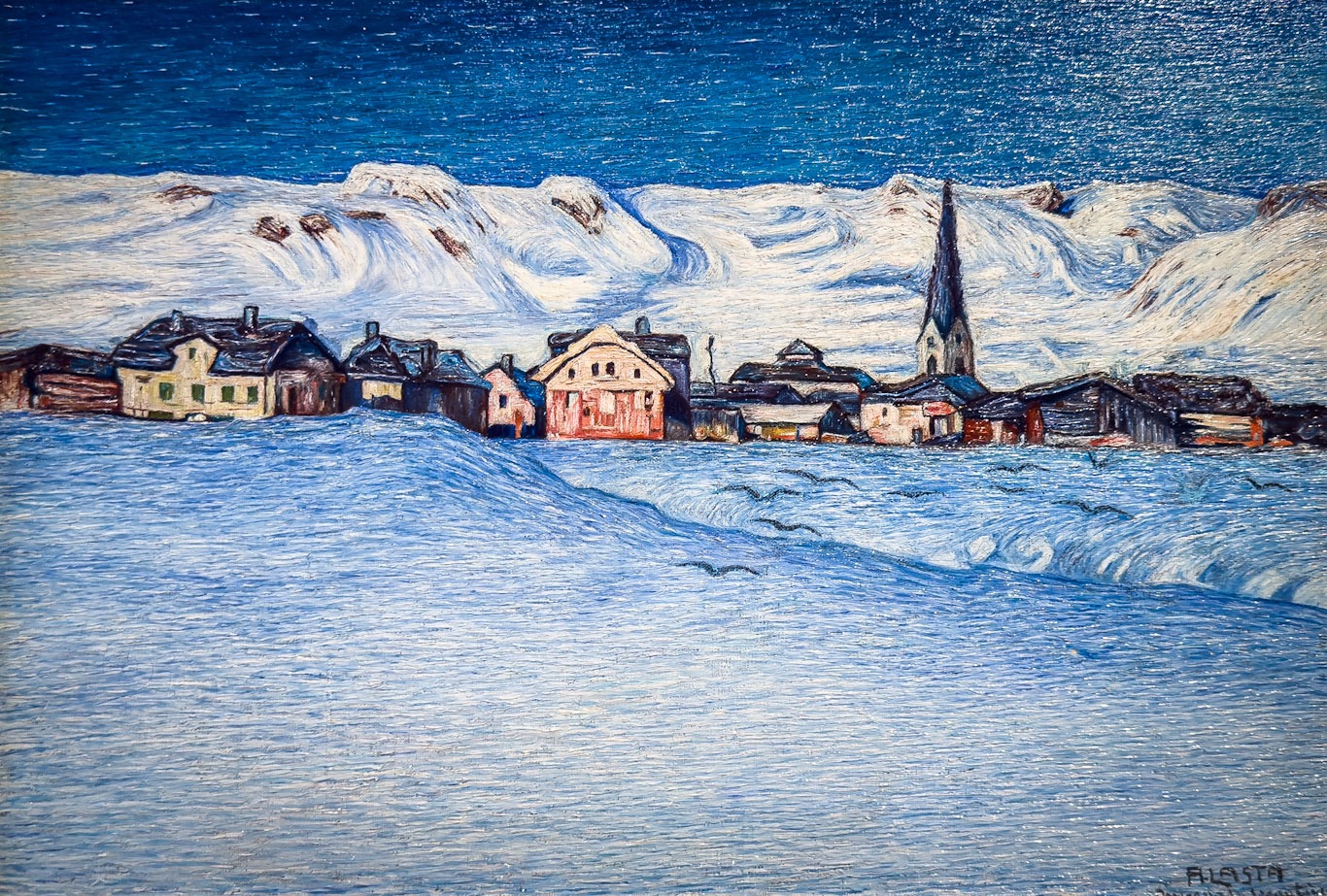 Attilio Lasta, Savognino d'inverno, omaggio a Segantini 1910-13